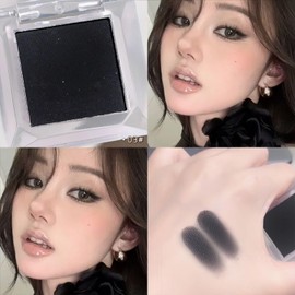 Black Matte Single Eyeshadow - High Pigment, Long-Lasting Eyeshadow Palette, Fine Pressed Powder, Smooth Application Smokey Eye Makeup Bold and Elegant Looks