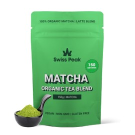 Swiss Peak Organic Matcha Powder – 150g Ceremonial Green Tea – Uji Kyoto First Harvest – Energy, Focus & Antioxidants – Vegan, Smooth Taste – Lab Tested, UK Made