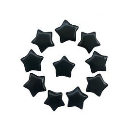 Sunshcat Natural Black Obsidian 10Pcs Star Shaped Thumb Crystals and Healing Stone,0.6" Haped DIY Jewelry ﻿