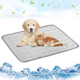 Cooling Mat for Dogs, Cooling Cushion for Cats, Cooling Mat for Pets, Dog Mat, Cooling Blanket, Dog Bed, Soft Mats, Foldable Travel Blanket for Dogs, for Travel, Camping, Summer -100 x 70 cm (Grey)