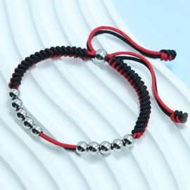 LAMIBEE Golf Stainless Steel 10 Bead Score Counter Bracelet, Golf Stroke Count Bracelet, Resizable Easy to Adjust Golf Round Scoring Tracker, Durable Stylish Golf Accessory (Red and Black)