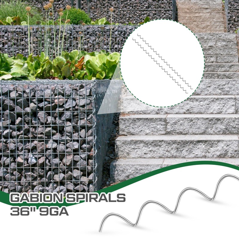 Yaocom 24 Pcs 39.4" x 2" Gabion Cages Spirals 9ga
