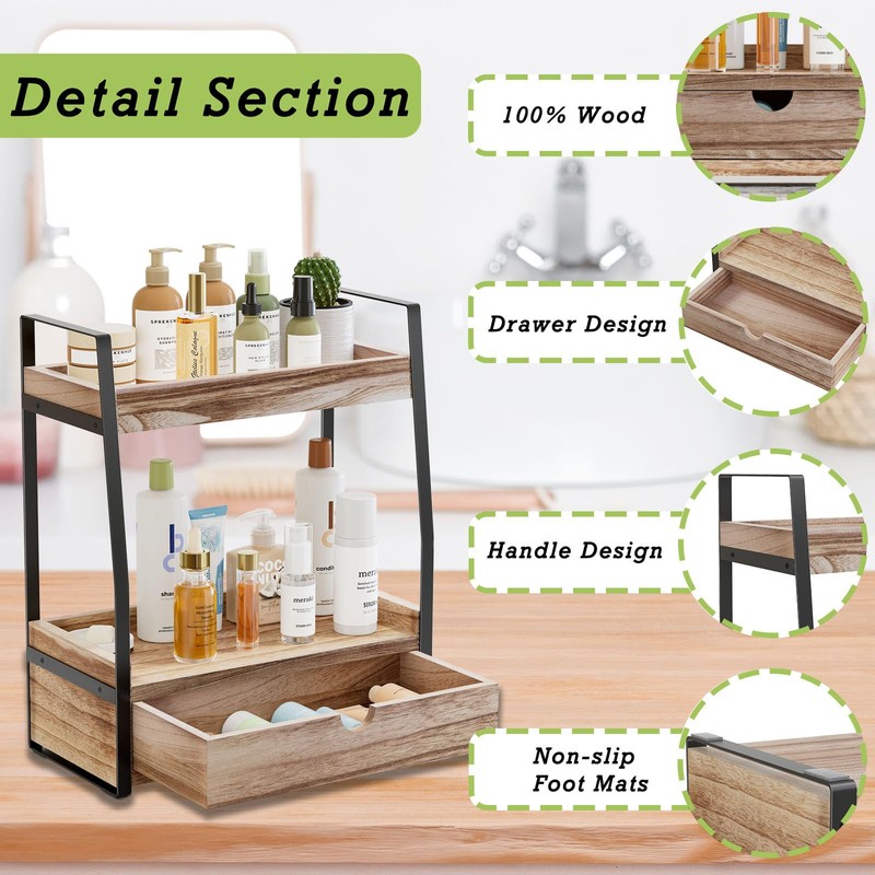 Boulphia 2-Tier Bathroom Organizer Countertop, Bathroom Sink Organizer Countertop, Vanity,