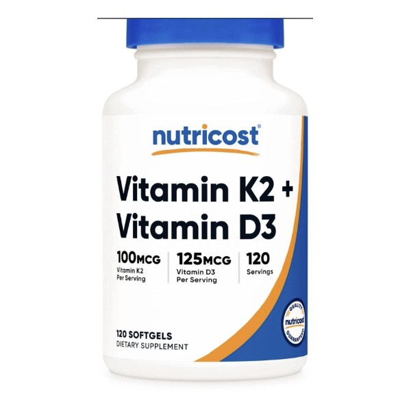 Nutricost Vitamin K2 (100mcg) + Vitamin D3 (5000 IU) 120