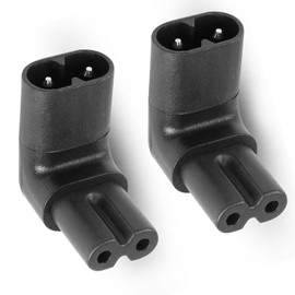 VISSQH IEC 320 C7 to C8 90 Degree Up Angled Right Angle AC Adapter Extension (Black) Pack of 2