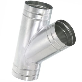 TOP-VIGOR 5" Inch to 5" Inch Wye Shape Duct Splitter, 45° Degree Dust Fitting Adapter, 3 Way Duct Hose Connector, Galvanized Steel Branch for Exhaust Fan, Dryer Vent Hose, Industrial HVAC Ventilation