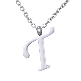 Morella Ladies' Necklace with Letter Pendant, Stainless Steel Silver in Gift Bag, Stainless Steel