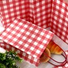 JarThenaAMCS 100Pcs Gingham Kraft Paper Bags With Handles Red White
