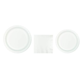 Baxters Party Bundles Bulk, White, 240 Count 9 Inch Round Paper Plates, 240 Count Luncheon Paper Napkins 2 Ply, 240 Count 7 Inch Round Paper Plates, Pack Contains 680 Pieces, Made in the USA
