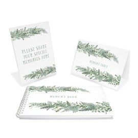 Condolence book for funerals | A4 set of Funeral memory book of condolence and signs | green fern remembrance memories book | memory book for funeral | condolences book