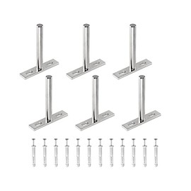 Seimneire 6pcs 3 Inch Floating Shelf Bracket, Heavy Duty Hidden Shelf Brackets, Brushed Nickel Invisible Shelf Supports with Screws and Wall Plugs, Solid Cold Rolled Steel