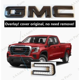 Custom Auto 2019-2023 GMC Front Grill Gloss Black Emblem Overlay Sierra 1500 2500HD 3500HD