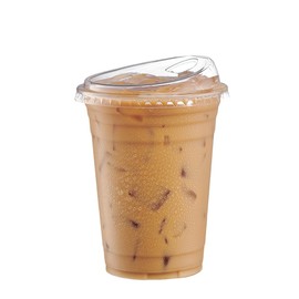 GUSTO Clear Plastic Cups with Lids [16 oz - 100 Count] - Disposable Iced Coffee Drink Cups with Strawless Sip Lids for Smoothies, Juices, and More - (Formerly Comfy Package)