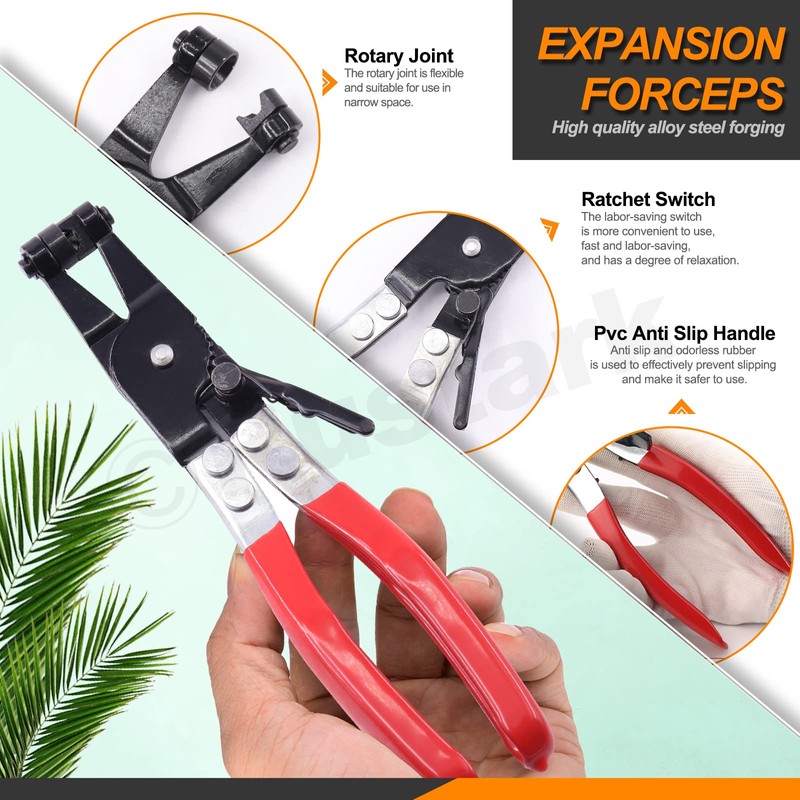 Rustark 121Pcs 12 Different Sizes 7-22mm Spring Band Hose Clamps