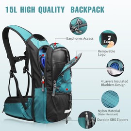 Zounich Hydration Backpack, Breathable Running Backpack with 3L Water Bladder, Large Capacity Hiking Rucksack Outdoors Hydration Bag Pack Perfect for Cycling Camping Fitness Climbing Fits Men & Women