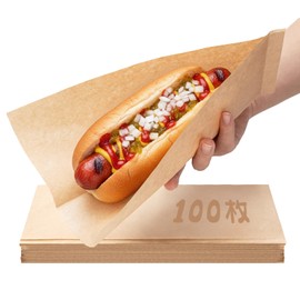 Bake Choice Hot Dog Sleeves, 100 Pieces, Hot Dog Wrappers, Hot Dog Bags, L, 3.9 x 9.8 inches (10 x 25 cm), Unbleached Plain, For Events, Cultural Festivals