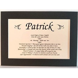 5x7 Boy's First Name - Origin, Meaning, Personality Traits - Green Matting