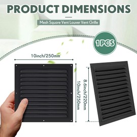 Yaocom 1 Pc Aluminum Attic Vents 10" x 10" Metal Gable Wall Mesh Shed Vent with Screen Square Louver Grille for Exterior Door House Attic Garage Ceiling