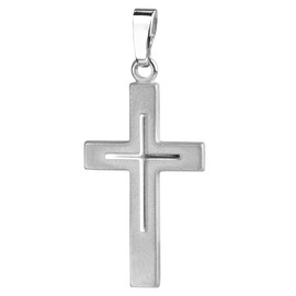 JEVELION Cross Pendant for Women, Men and Children as a Pendant Cross in Cross Partially Matted with Jewellery Case, Silver