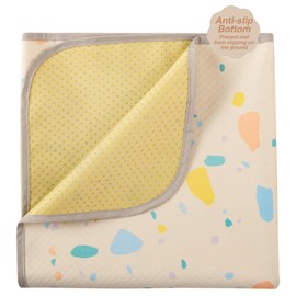 Splat Mat for Under High Chair/Arts/Crafts by CLCROBD, 51" Baby Anti-Slip Food Splash and Spill Mat for Eating Mess, Waterproof Floor Protector and Table Cloth (Beige)