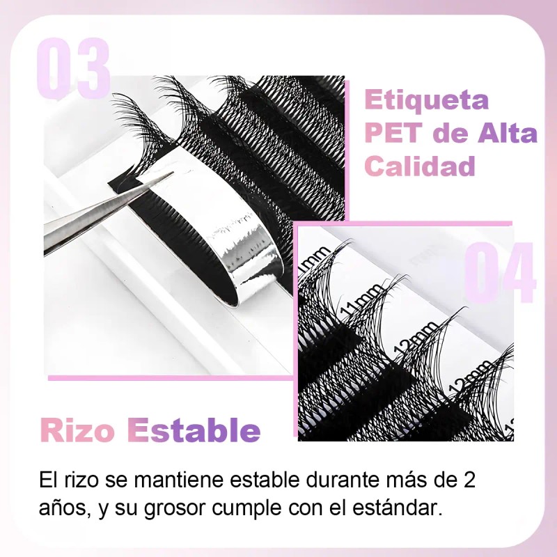 Masscaku Extensiones De Pestañas 5d W Shape 8-15mm Mix 0.07d