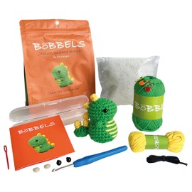 Die Bobbels Beginner's Crochet Set for Beginners with Easy Yarn, Tools and Step-by-Step Video Instructions (Dinosaur)