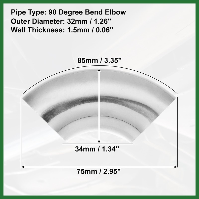 Motoforti 2pcs OD 1.25 Inch 90 Degree SS304 Stainless Steel