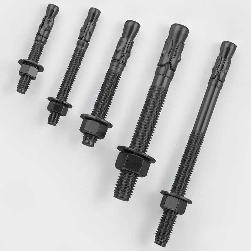 Wensilon 10Pcs 1/4x3 Inch Standard Fasteners for Heavy-Duty Black Wedge