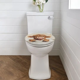 Luarisgur Highland Cow Print Toilet Seat Cover Elongated Toilet Lid Cover for Bathroom Cute Toilet Seat Lid Cover Washable Soft Fabric Toilet Seat Protector Cover Decor