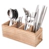 Kitchen Cutlery Holder with 4 Adjustable Smart Compartments, Wood Utensil