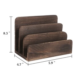 File Holder for Desk,Wood Paper Organizer,Rustic Desk Organizer,Mail Sorter for Desktop,Organizer for Counter,Letter Organizer for Document/Filing/Folders/Paper,Darkbrown