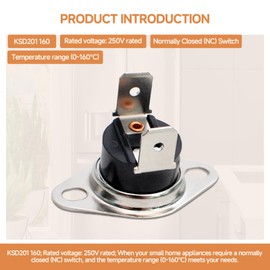 Anvpkun KSD201 160-10A Thermostat Normally Closed Temperature Control Cut-Off Switch Sensor Suitable for GE Microwave Ovens, Water Heaters and a Variety of Small appliances