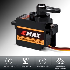 EMAX Servo RC Steering Servo ES08MAII 12g Mini Metal Gear Analog Servo Motor with Servo Mount Bracket, Arm, Steering Link for RC Car Boat Model Parts Axial SCX24 Upgrade Parts (Red)