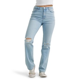 Wrangler Women's High Rise True Straight Fit Jean, Misty Blue