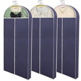 60" Garment Bags for Hanging Clothes (3-Pack). Perfect for wardrobe storage, the suit bag with 4-inch gussets is perfect for storing long coats, dresses, maxi skirts, dance wear, and wedding dresses.