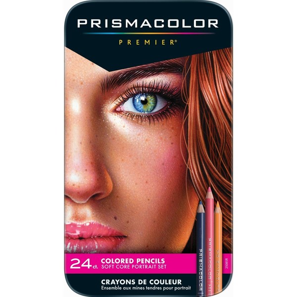 Prismacolor Premier Colored Pencils - Metal Tin Gift Set - 24 Color Portrait Set