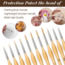 Ouligay 11 PCS Miniature Paint Brushes Small Detail Model Artist Paint Brushes for Crafts, Acrylic, Watercolor, Oil, Face, Figurine
