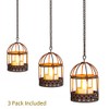 Solar Hanging Lanterns Outdoor Waterproof Rust Birdcage Candle Holder with
