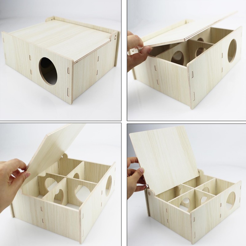Amonk 10x8x4in Multi-Chamber with Play Tunnel Hamster House for Small