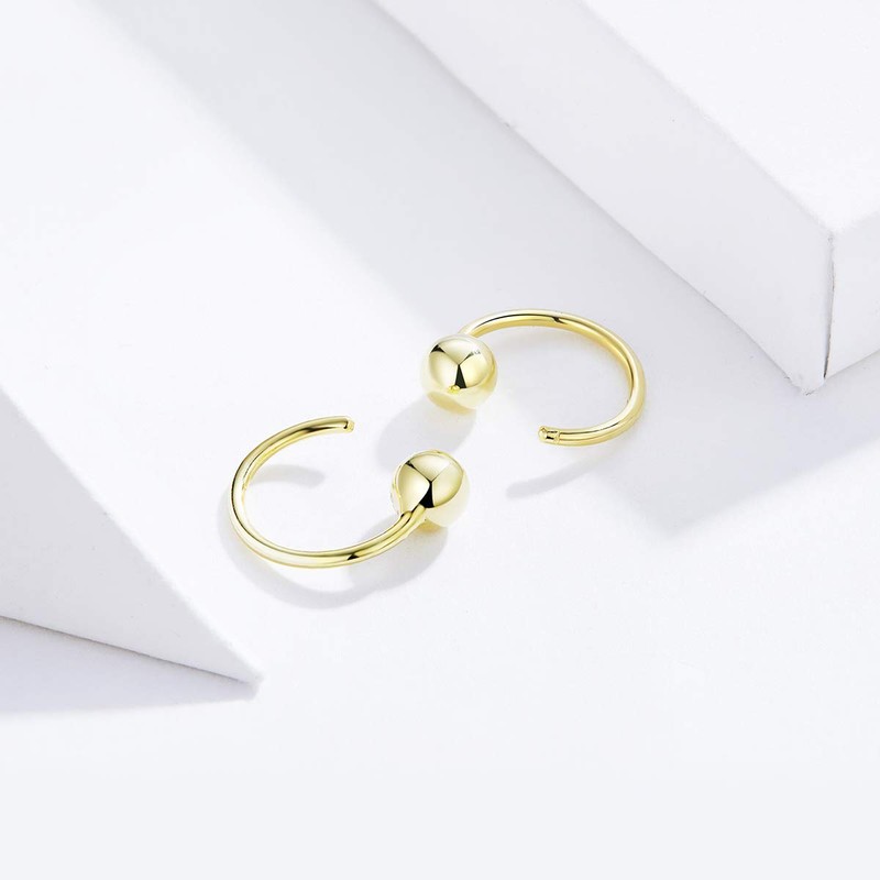 TIFLA Round Ball Earrings, Women's, 925 Silver, Hooks, Binaural Pair,