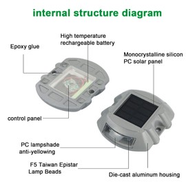 Casting Aluminium Solar Power Road Lamp 6 LED Outdoor Driveway Pathway Light Road Step Lamp for Road Lighting (White Flashing)
