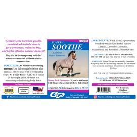 SU-PER Soothe Horse Natural Liniment - Relieves Minor Stiffness and Soreness - Premium Quality, Sediment Free, Herbal Liniment - 1 Gallon
