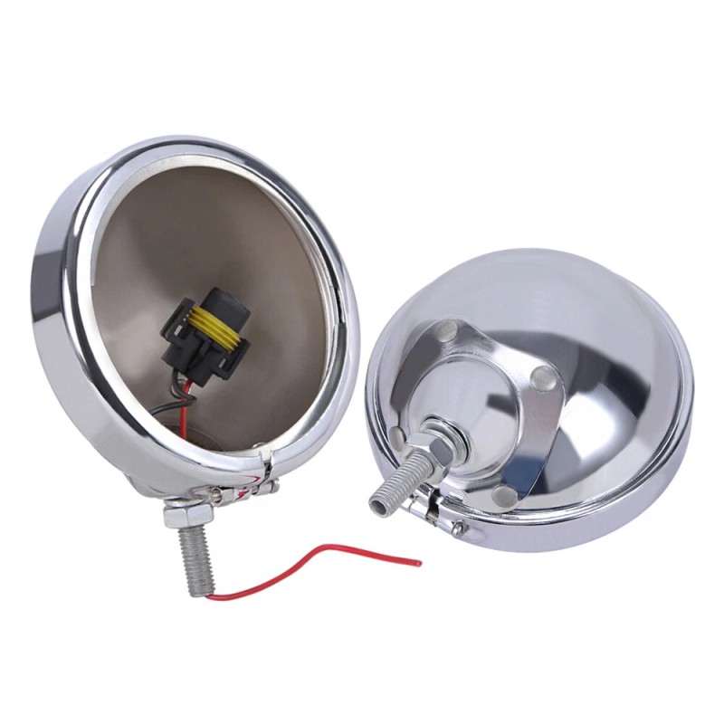OUMURS Chrome 4.5" Spot Passing Fog Lights Lamps Housing Bucket