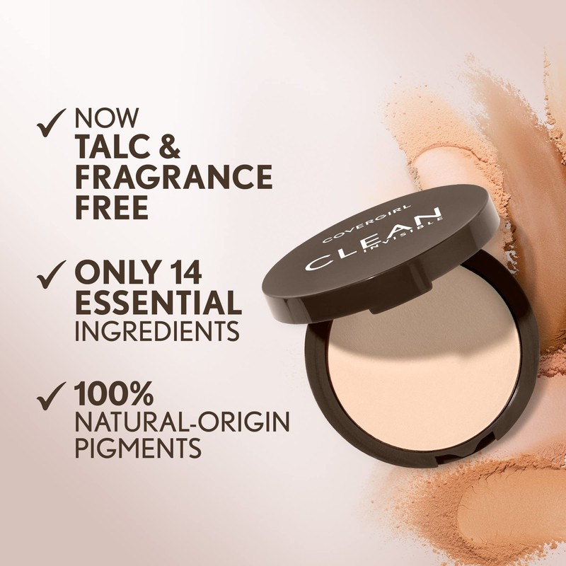 Covergirl Clean Invisible Pressed Powder, Lightweight, Breathable, Vegan Formula, Classic