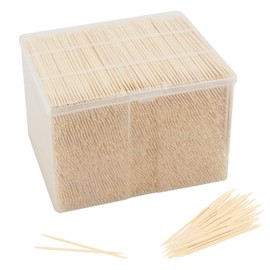 HAKZEON 7200 PCS Bamboo Toothpicks, Wooden Cocktail Sticks, Double Sided Fruit Cocktail Picks Portable Appetizer Sticks for Picking Sandwiches, Fruits Platter Accessory