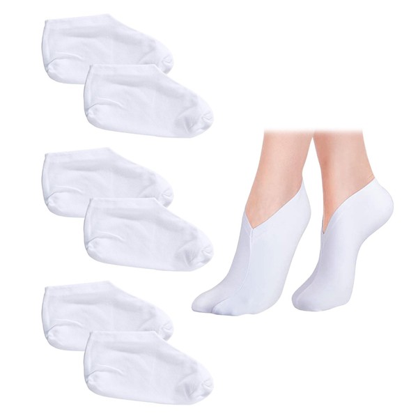 6PCS Cotton Socks for Moisturising Moisturising Foot Socks Cotton Moisturising Socks Breathable Soft Material for Women Feet Care Dry Cracked Feet (White)