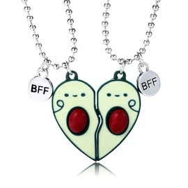 LICHUANUK Avocado Heart Necklace, Friendship Pendant Necklaces, BFF Necklace, Birthday Gift for Best Friends