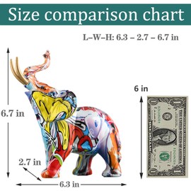 Elephant Decor Creativity Graffiti Elephant Figurines, Resin Colorful Elephant Statues Home Decor Art Elephant Statue, Suitable for Filling Space Decor in The Living Room, Bedroom, Office