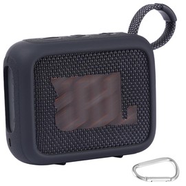 Protective Cover Carrying Silicone Case Compatible with JBL Go 4 Portable Bluetooth Speaker (Black)