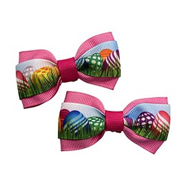 Easter Spring Girls Hair Bow Set, Little Girl Bows, Pigtail Hair Bows, Toddler Hair Bows,